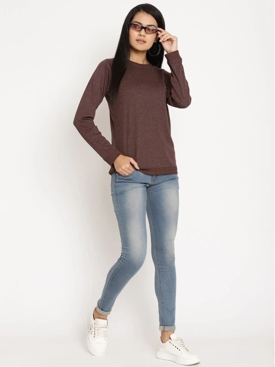 Women Explorer Burgundy Solid Sweatshirt-L