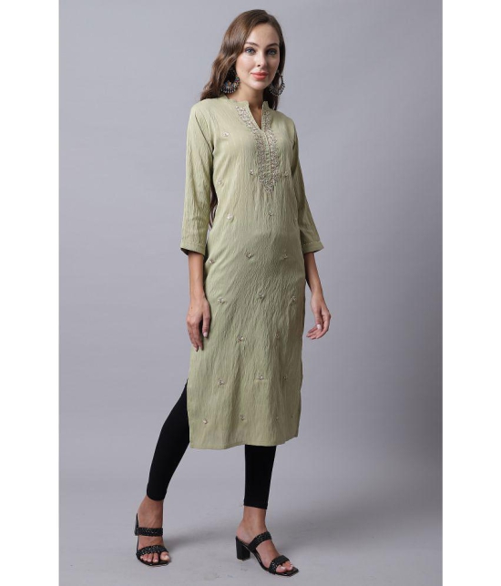 Rajnandini - Green Cotton Silk Women's Straight Kurti ( Pack of 1 ) - None