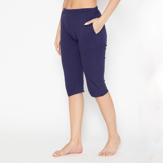 Women's Plain Knitted Capri - Navy Astral Aura XL