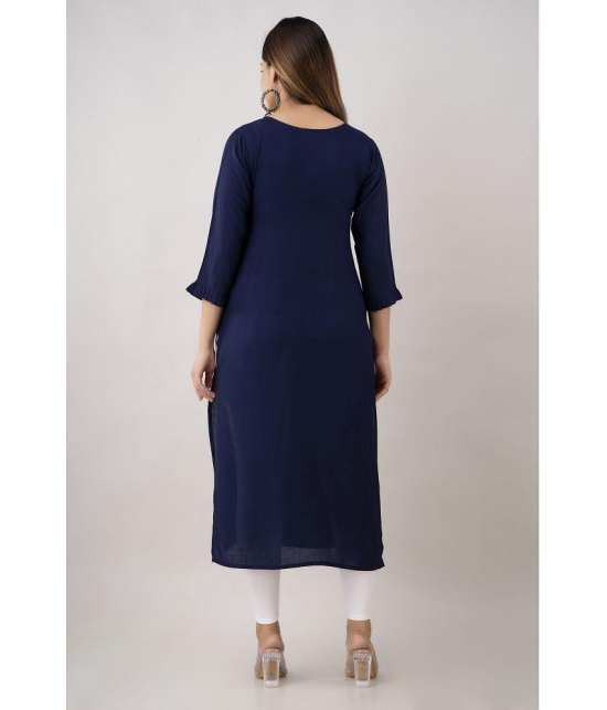 Kapadia - Navy Rayon Womens Straight Kurti ( Pack of 1 ) - None