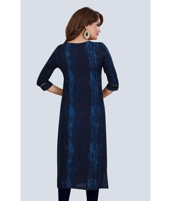 Meher Impex Rayon Embroidered Straight Womens Kurti - Navy Blue ( Pack of 1 ) - None