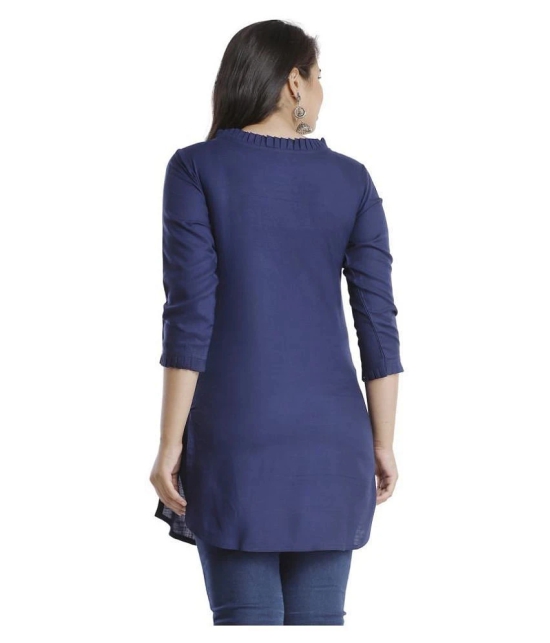 HIGHLIGHT FASHION EXPORT - Navy Viscose Womens Straight Kurti ( Pack of 1 ) - M