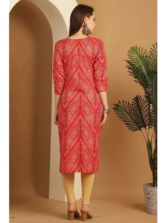 Rajnandini Cotton Blend Embellished Straight Womens Kurti - Red ( Pack of 1 ) - None