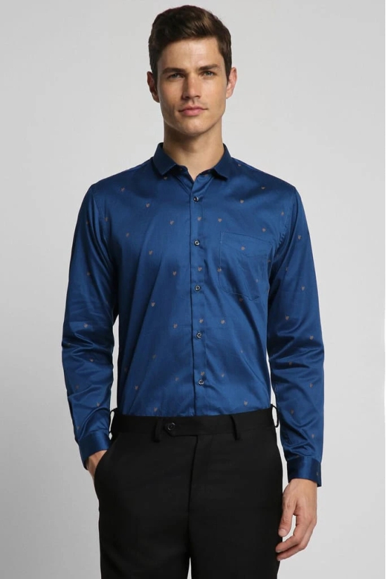 Men Navy Slim Fit Formal Full Sleeves Formal Shirt