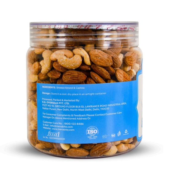 MEVABITE Smoked Roasted Almond & Cashew Himalayan Pink Salt | Healthy Dryfruits Snack