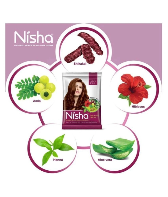 Nisha Natural Henna Based Hair Color Powder Permanent Hair Color Brown 15gm And 30gm Each Sachet 450 g Pack of 10