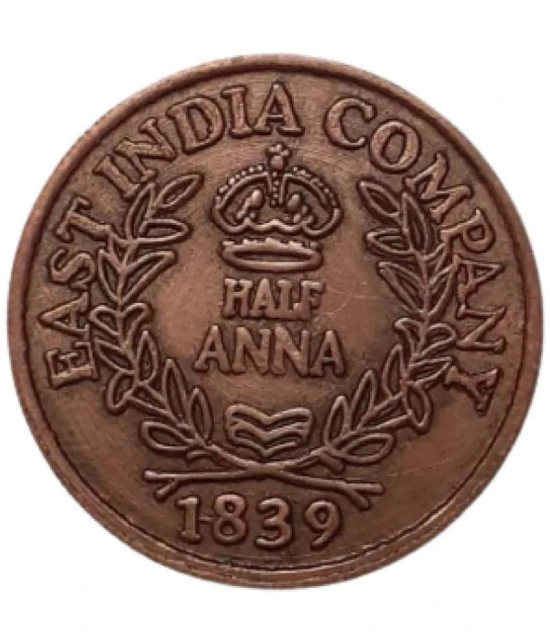 EXTREMELY RARE OLD VINTAGE ONE ANNA EAST INDIA COMPANY 1839 MAA LAXMI BEAUTIFUL RELEGIOUS BIG TEMPLE TOKEN COIN