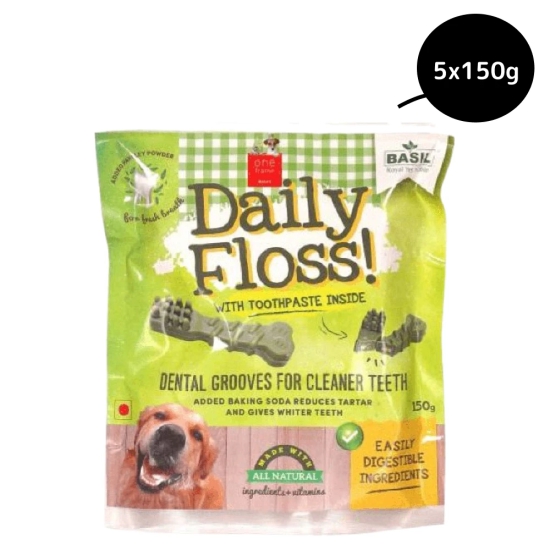 Basil Daily Floss with Toothpaste Stuffing Dog Treats-2x150g