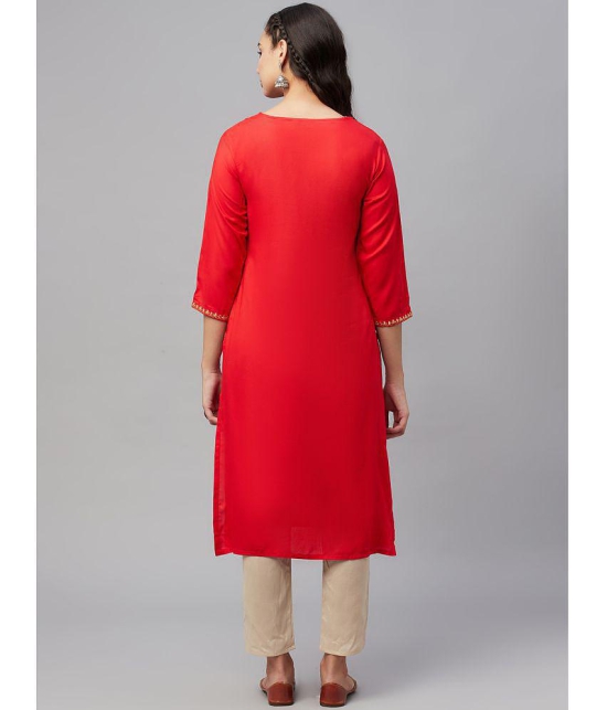 AMIRA'S INDIAN ETHNICWEAR - Red Rayon Women's Straight Kurti ( Pack of 1 ) - None