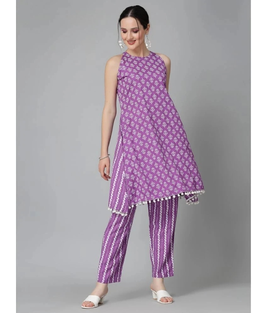 Stylum Purple Printed Pant Top Set - None