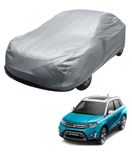 Kozdiko Silver Matty Car Body Cover with Buckle Belt For Maruti Suzuki Vitara Brezza