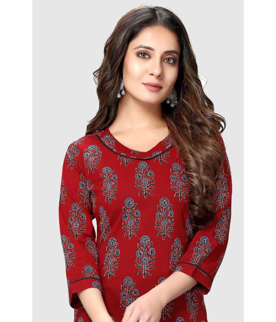 Rajnandini - Maroon 100% Cotton Women's Straight Kurti ( Pack of 1 ) - None