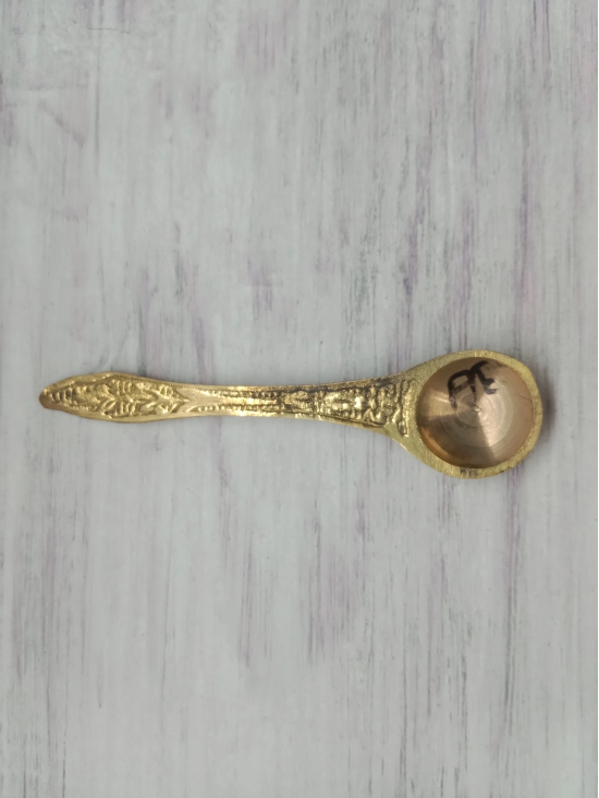 VRINDA METAL ART Achmani Embossed  For Puja  Spoon