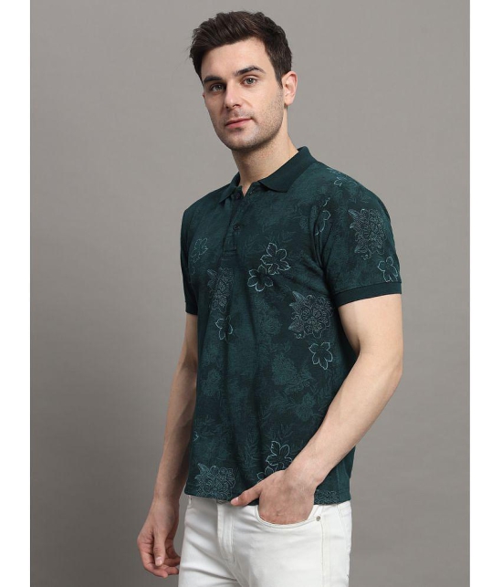 MXN Cotton Blend Regular Fit Printed Half Sleeves Mens Polo T Shirt - Dark Green ( Pack of 1 ) - None