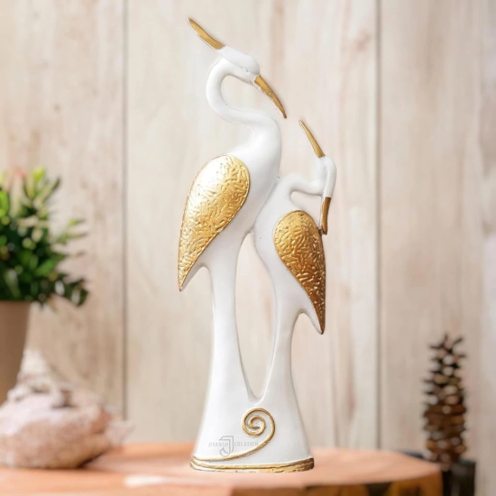 Bharat Saini Art ; White Swan Pair, Kissing Swan Duck Couple Statue - Decorative Item for Home Decor Living Room Bedroom | Handicraft Animal Figurine Antique Gift Item