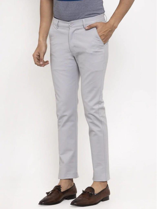 Rodamo  Men Grey Slim Fit Trousers