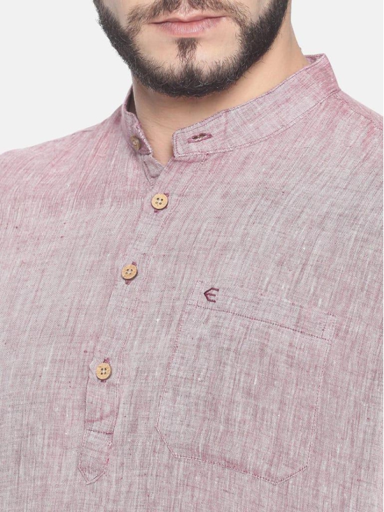 Men Maroon Hemp Long Kurta