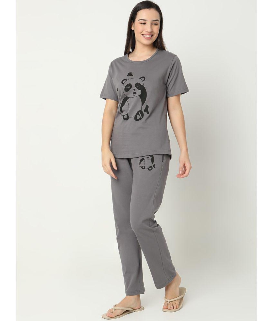 Smarty Pants Grey Cotton Women's Nightwear Nightsuit Sets ( Pack of 1 ) - None