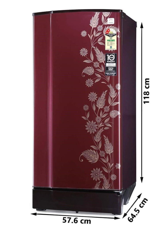 Godrej 180 L 2 Star Direct Cool With Jumbo Vegetable Tray Single Door Refrigerator (RD EDGE 205B WRF DR WN, Drenim Wine)