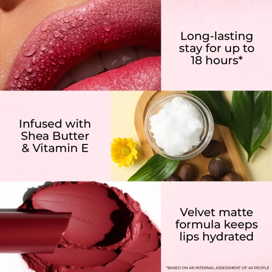 Transferproof Matte Lipstick with Shea Butter and Vitamin E JHTP-08 Foxy Pink