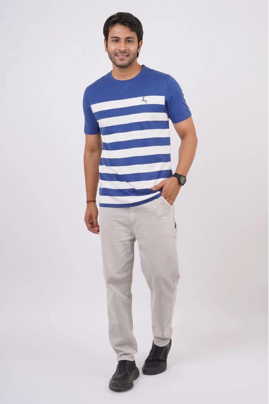 Men's True Navy Striped Crew Neck T-Shirt