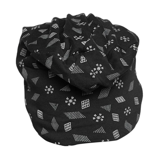 Vimal Jonney Printed Black And Printed Melange Grey Beanie Cap For Women(Pack Of 2) - Multi Color