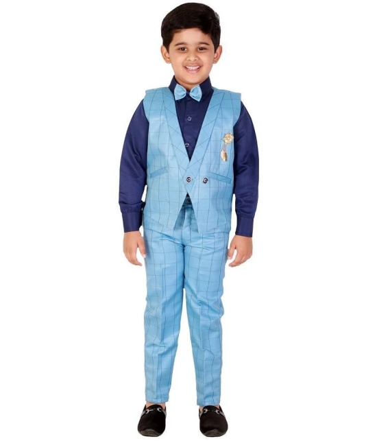 DKGF Fashion - Blue Cotton Blend Boys Shirt & Pants ( Pack of 1 ) - None