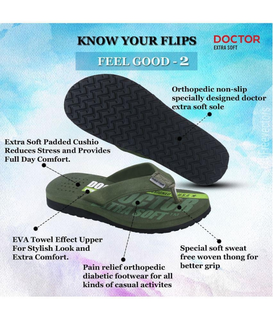 DOCTOR EXTRA SOFT - Olive Mens Thong Flip Flop - None