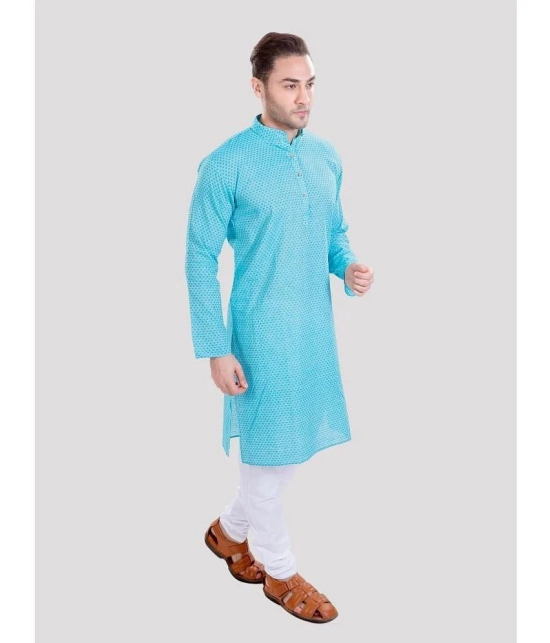 Maharaja - Blue Cotton Blend Regular Fit Mens Kurta Pyjama Set ( Pack of 1 ) - None