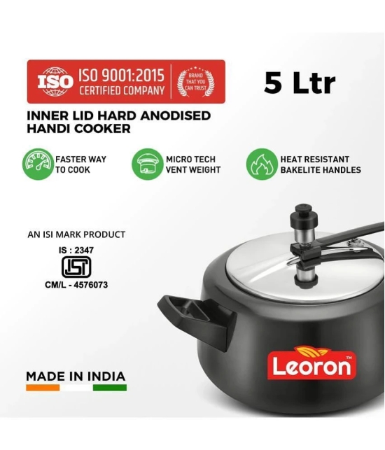 LEORON HANDI 5 L Hard Anodized InnerLid Pressure Cooker With Induction Base