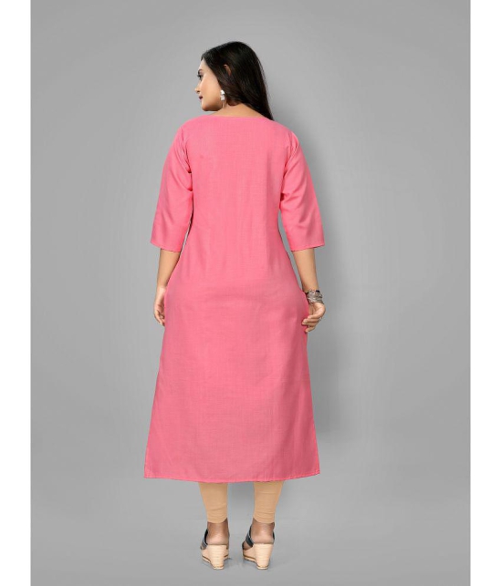 RIAANA - Pink Cotton Blend Women's Straight Kurti ( Pack of 1 ) - None