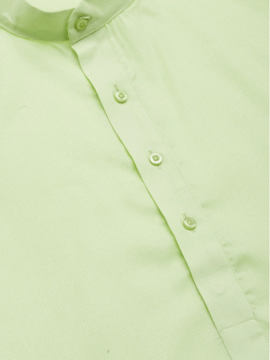 Jompers Mens Lime Cotton Solid Kurta Only-XL / Green