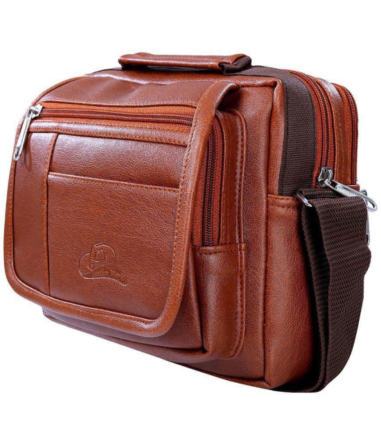 Leather World - Tan Solid Messenger Bags - Tan