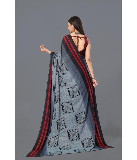 LEELAVATI - Grey Georgette Saree With Blouse Piece ( Pack of 1 ) - Grey