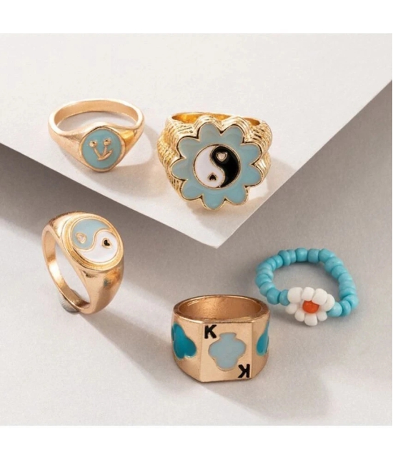 FASHION FRILL - Blue Rings ( Pack of 5 ) - None