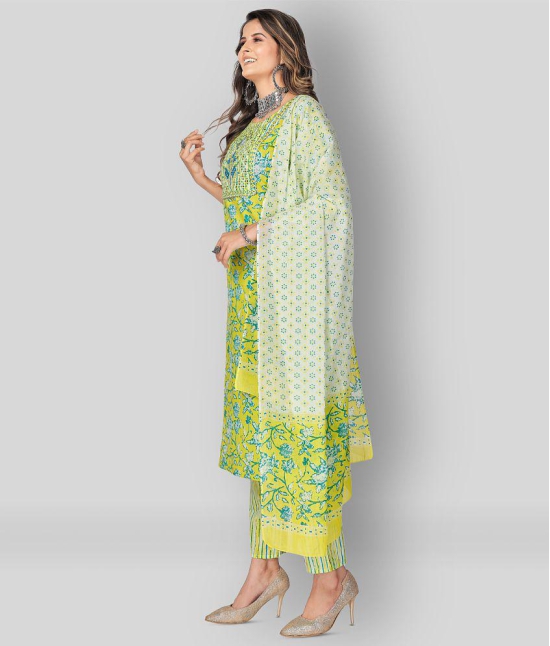 Vbuyz - Yellow Straight Cotton Women's Stitched Salwar Suit ( Pack of 1 ) - XL