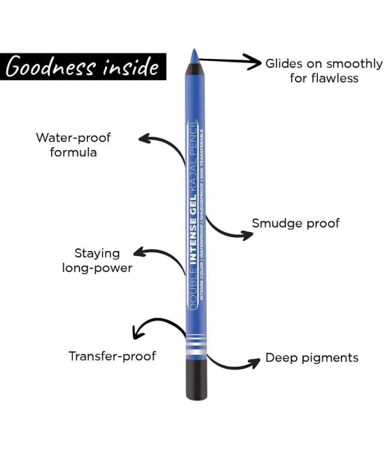 Seven Seas Double Intense Color|Waterproof|Smudgeproof|Non Transferable Gel Kajal(Electric Blue1.5g)