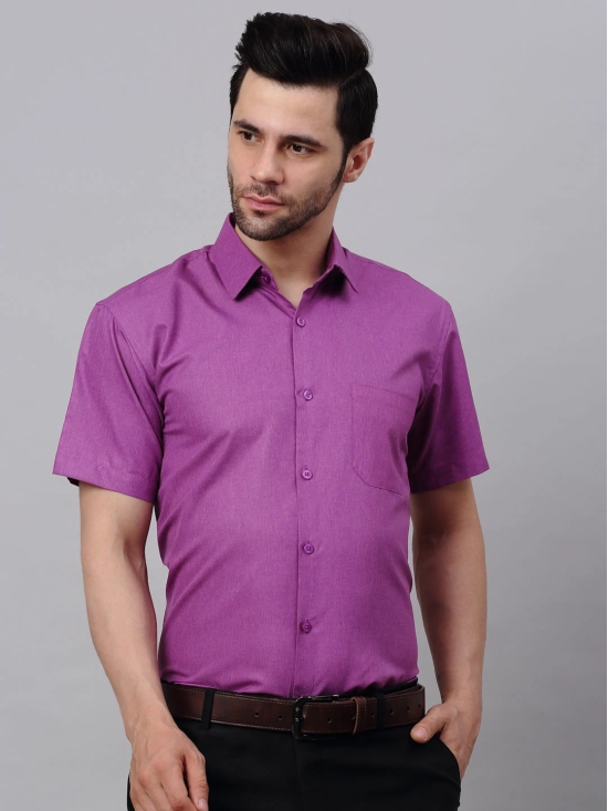 Mens Cotton Solid Half Sleeves Formal Shirt-S / Purple