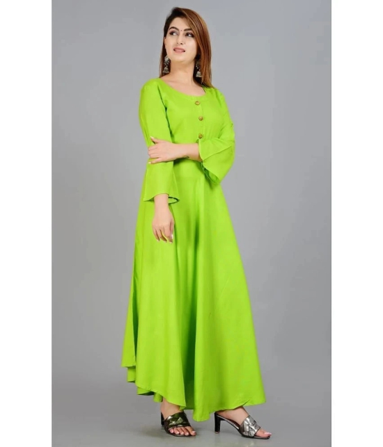 Smien - Lime Green Rayon Womens Anarkali Kurti ( Pack of 1 ) - None