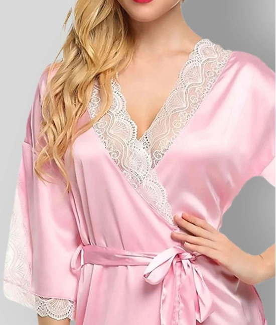 Piquant - Pink Satin Womens Nightwear Robes ( Pack of 1 ) - L