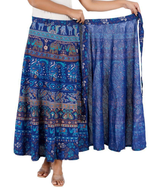 Rangun Cotton A-Line Skirt - Blue Single - 44