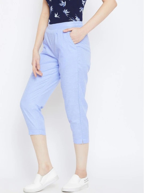 Women Blue Relaxed Cropped Trousers