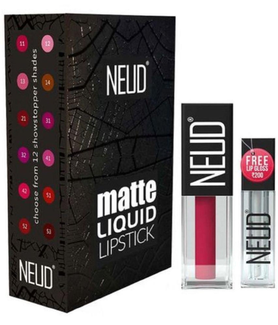 NEUD Matte Liquid Lipstick Combo Of Peachy Pink and Hottie Crush With Two Lip Gloss Free