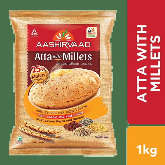 Aashirvaad Atta With Millets 1Kg, 1 Pc