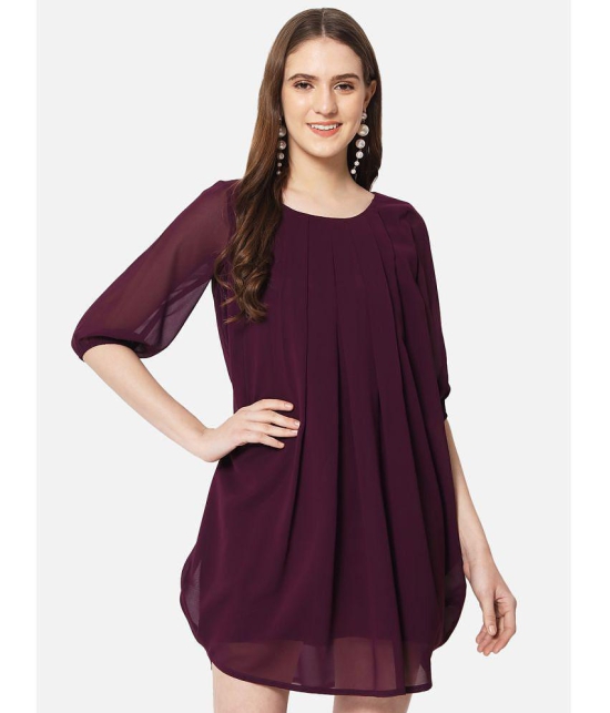 ALL WAYS YOU - Purple Georgette Womens Shift Dress ( Pack of 1 ) - None