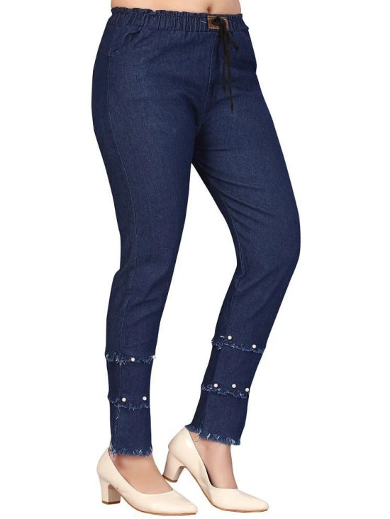 Aarika Girls Party Wear Navy Blue Colour Beads Emballished Denim Jeans - None