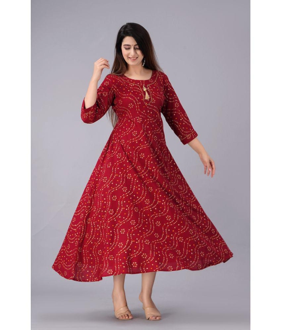 Smien - Maroon Rayon Women''s Flared Kurti ( Pack of 1 ) - None