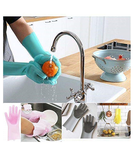 Bramble Silicon Gloves For Kitchen Cleaning By Bramble Rubber Universal Size Cleaning Glove