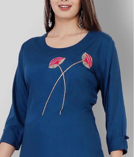 JC4U - Blue Rayon Womens Straight Kurti ( Pack of 1 ) - L