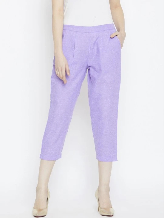 Women Purple Relaxed Pleated Trousers